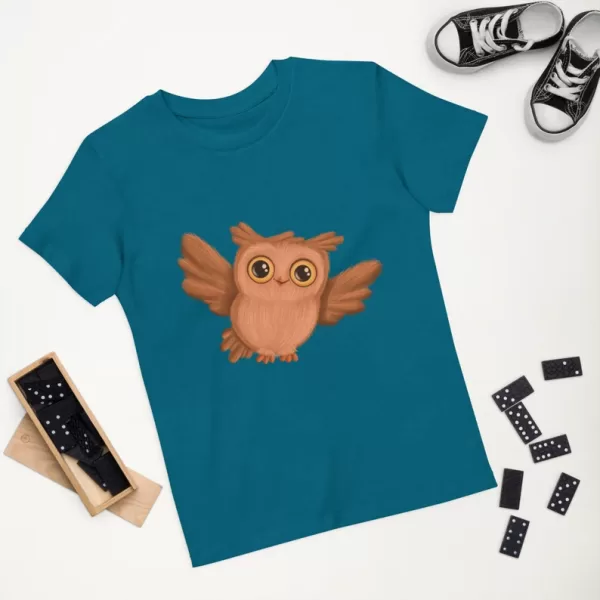 Baby Owl Organic Cotton Kids T-shirt blue
