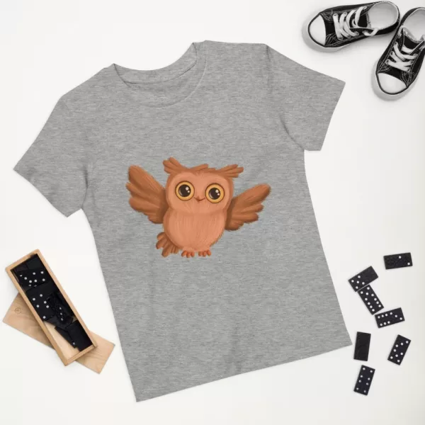 Baby Owl Organic Cotton Kids T-shirt grey