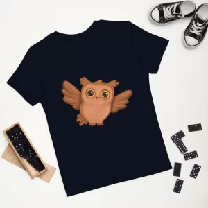 Baby Owl Organic Cotton Kids T-shirt navy