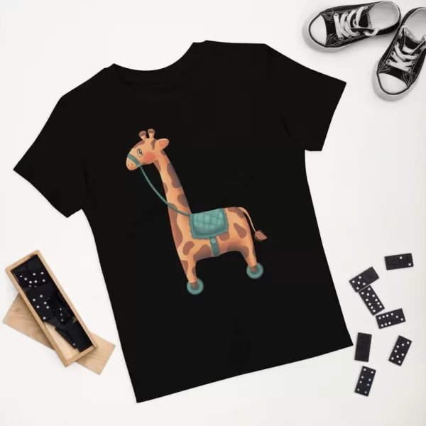 Cute Baby Giraffe Organic Cotton Kids T-shirt black