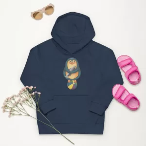 Funny and Cute Baby Penguin Kids Eco Hoodie navy