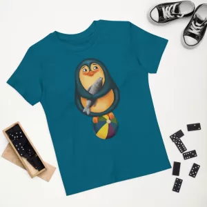 Funny and Cute Baby Penguin Organic cotton Kids T-shirt blue