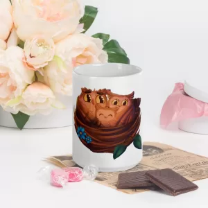 Mama Owl, Papa Owl, and Baby Owl in the Nest mug