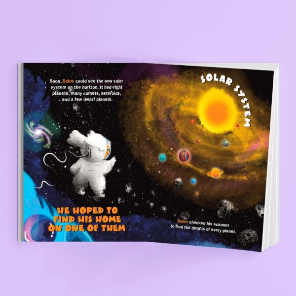 Book Spread "Solus the Lonely Alien. A Space Adventure Through the Solar System"