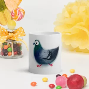 ceramic mug with a funny pigeon bird